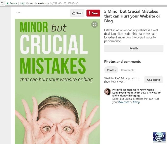 Pinterest Incorrectly Blocking Traffic Examploe Closeup Screenshot