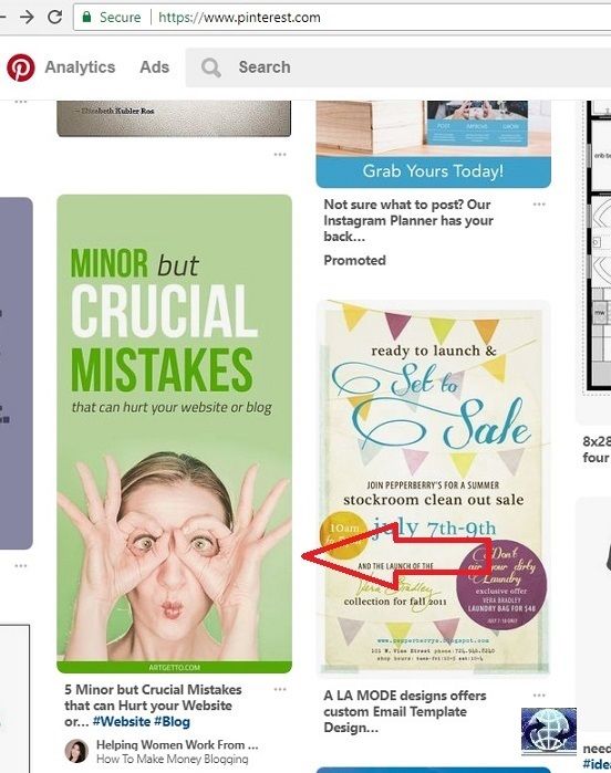 Pinterest Incorrectly Blocking Traffic Example Screenshot